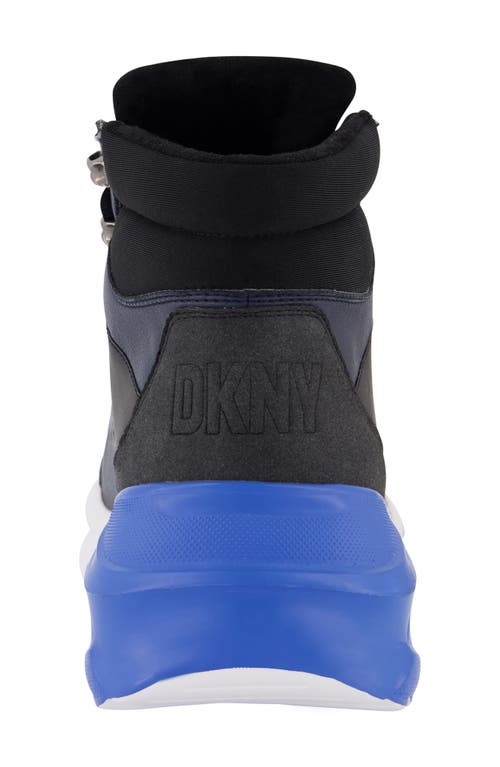 Shop Dkny Mixed Media High Top Sneaker In Grey/blue