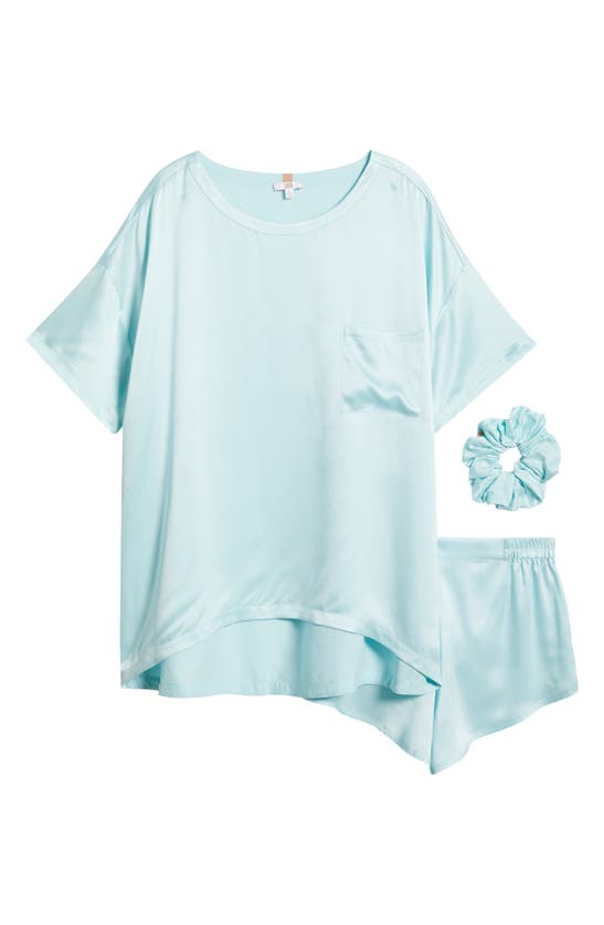 Shop Lunya Washable Silk Pajamas & Scrunchie Set In Infinity Blue