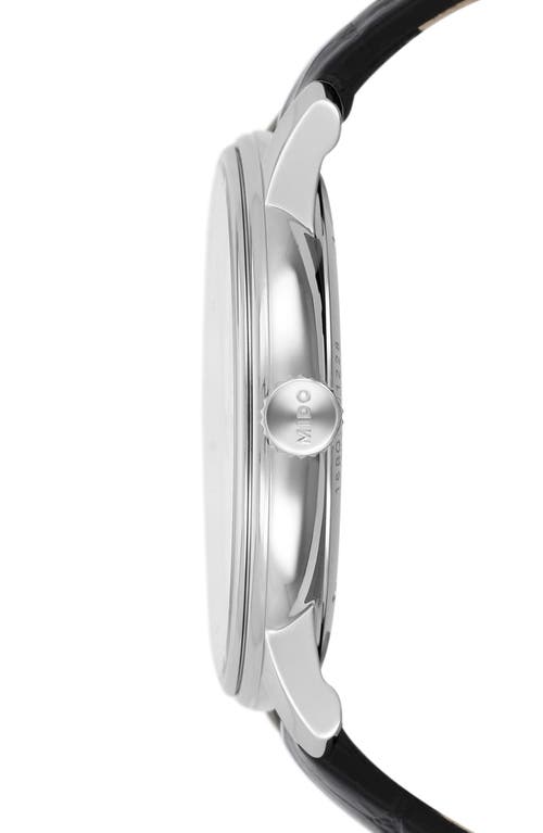 Mido Baroncelli Heritage Automatic Leather Strap Watch, 39mm In Black/white/silver