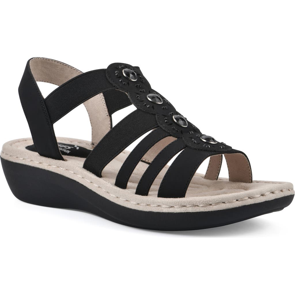 Cliffs By White Mountain Camryn Strappy Wedge Sandal In Black/nubuck