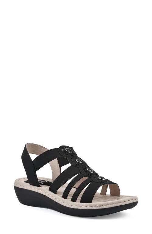 Cliffs By White Mountain Camryn Strappy Wedge Sandal In Black/nubuck