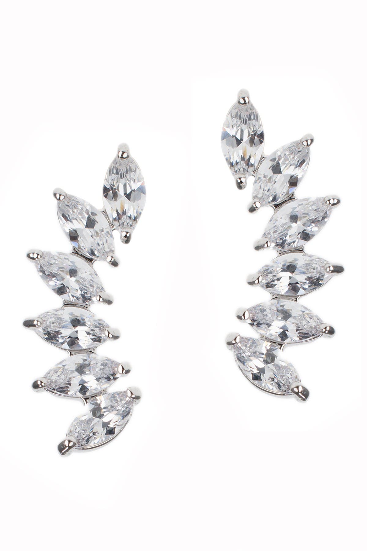 Cz By Kenneth Jay Lane Marquise Curved Cz Earrings In Clear-silver