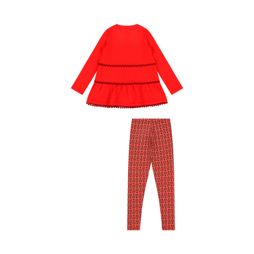 Mixed Up Clothing Girls Tiered Tunic And Legging Set In Red Multicolor