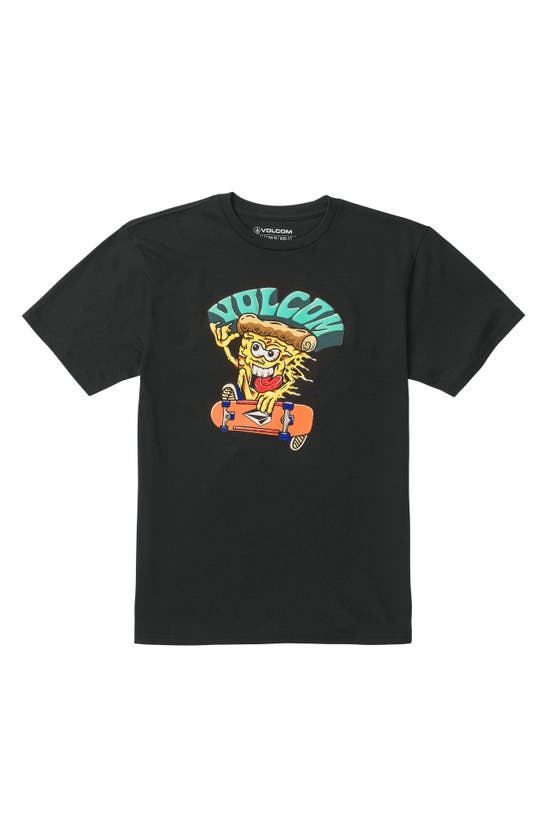 Volcom Kids' Pizzapower Graphic T-shirt In Black