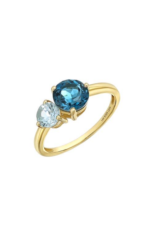 BLC 14K Gold Semiprecious Stone Stackable Ring in 14K Yg London Blue Topaz