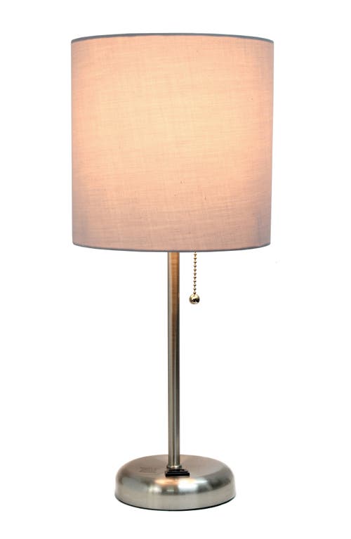 Shop Lalia Home Usb Table Lamp In Brushed Steel/gray Shade