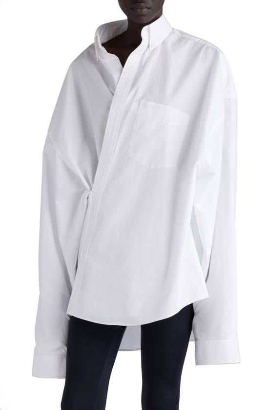 BALENCIAGA BALENCIAGA ASYMMETRIC OVERSIZE COTTON POPLIN WRAP SHIRT