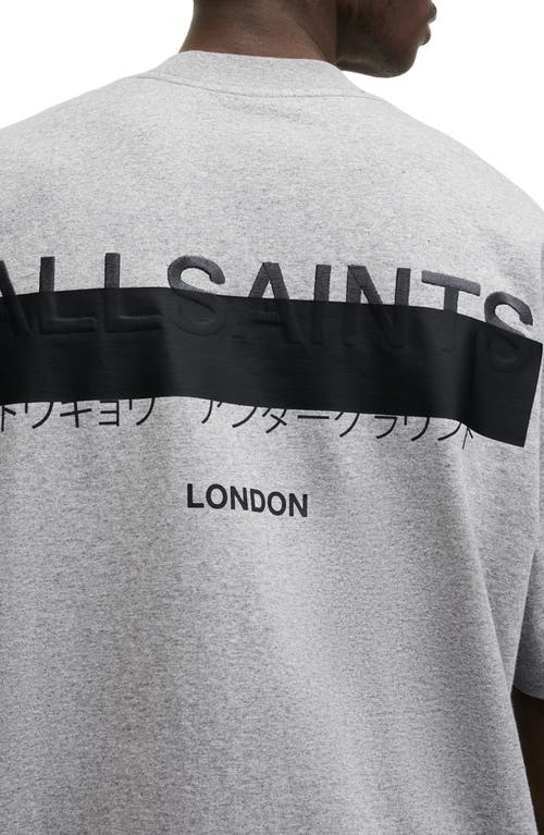 Shop Allsaints Redact Embroidered Graphic T-shirt In Grey Marl