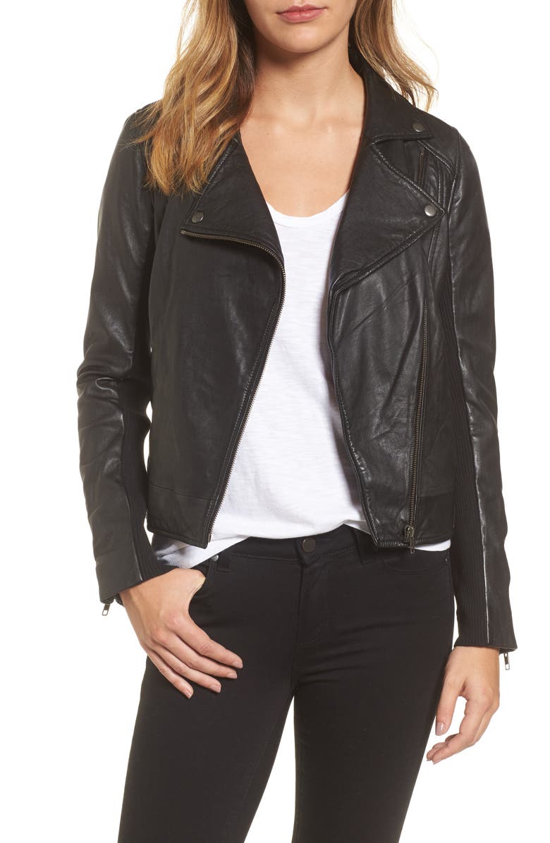 Caslon® Leather Moto Jacket (Regular & Petite) | Nordstrom
