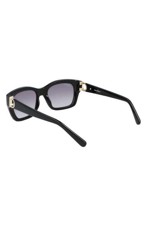 Ferragamo 53mm Rectangular Sunglasses In Black/grey