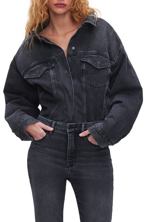Cotton Denim Trucker Jacket (Black)