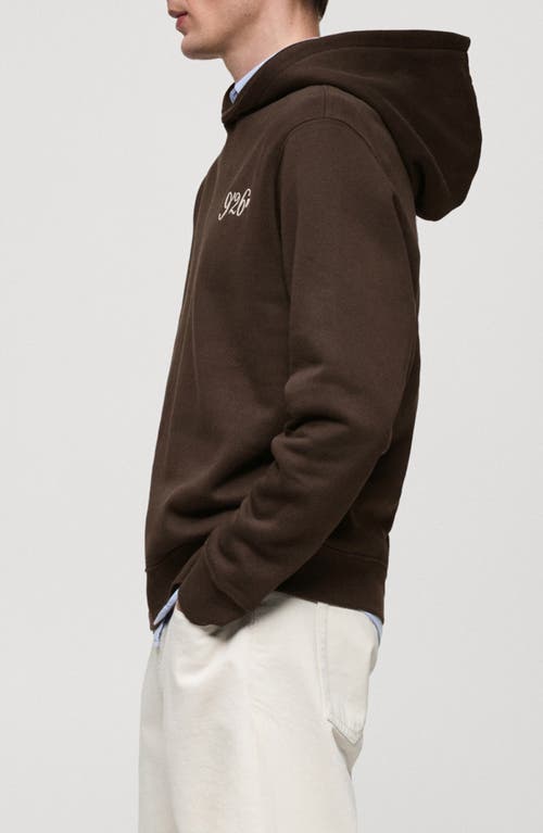 Shop Mango Embroidered Cotton Hoodie In Chocolate