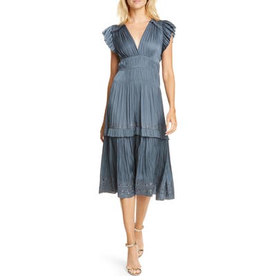 Ulla Johnson Claudia Ruffle Midi Dress, Grey