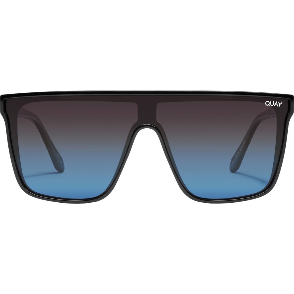 Quay Australia Nightfall Extra Large Polarized Shield Sunglasses In Black/black Blue Polarized