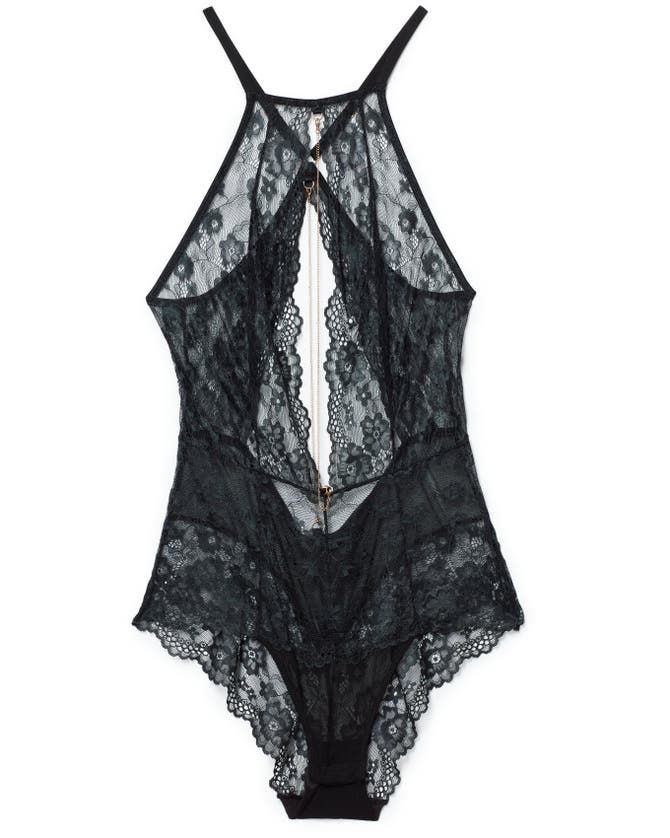 Adore Me Renetta Lace Bodysuit Lingerie In Black