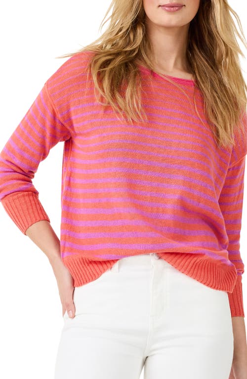 Shop Nic + Zoe Nic+zoe Supersoft Striped Up Sweater In Orange Multi