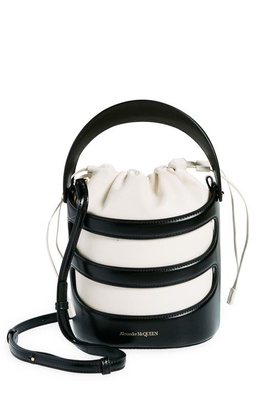 Alexander McQueen The Rise Leather Bucket Bag in Black/Soft Ivory at Nordstrom