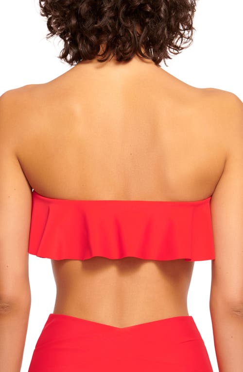 Shop Ramy Brook Cecile Ruffle Strapless Bikini Top In Flame