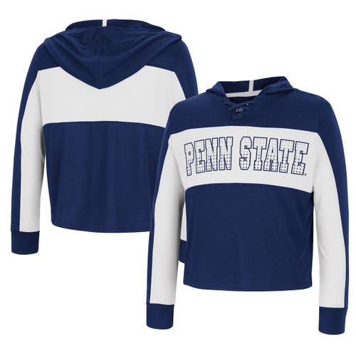 Girls Youth Colosseum Navy Penn State Nittany Lions Galooks Hoodie Lace-Up Long Sleeve T-Shirt