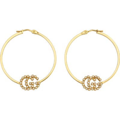Gucci Running G Diamond Hoop Earrings