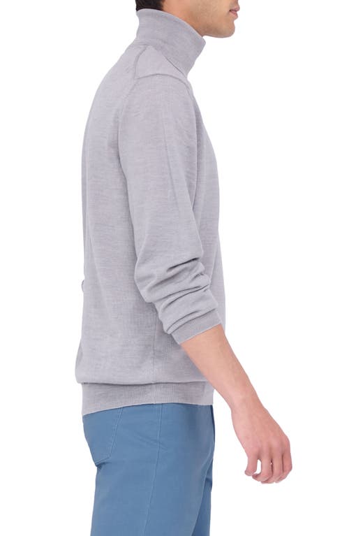 Shop Bugatchi Sawyer Merino Wool Turtleneck Sweater In Platinum