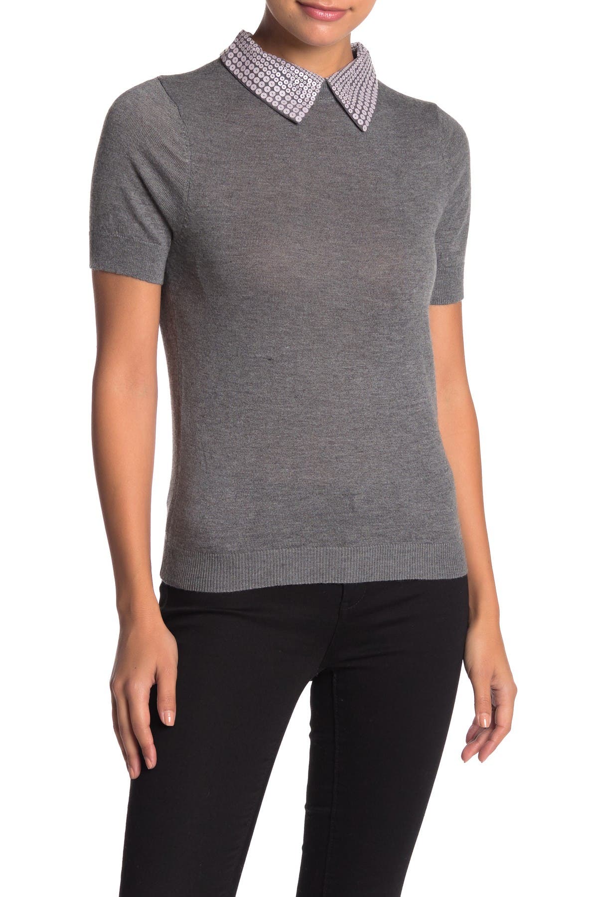 short sleeve collared sweater