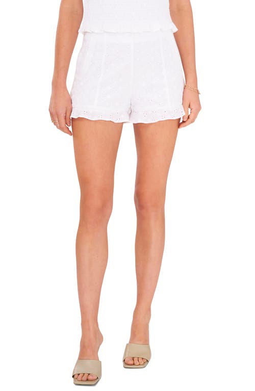 1.STATE Eyelet Ruffle Shorts in Ultra White at Nordstrom, Size 4