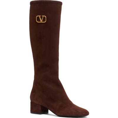 Valentino Garavani V-Logo Tall Boot, White
