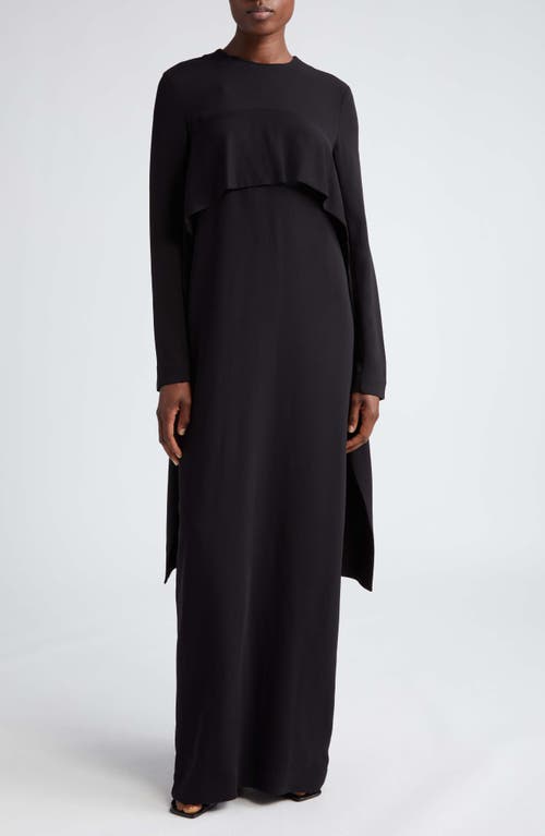 TOTEME Cape Overlay Long Sleeve Maxi Dress Black at Nordstrom, Us