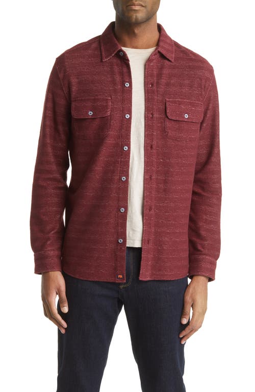 Textured Knit Long Sleeve Button-Up Shirt in Wine
