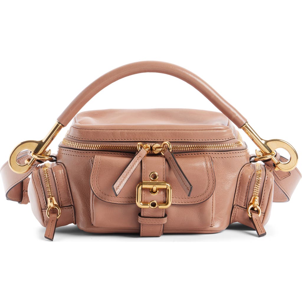 Chloé Small Shiny Leather Camera Bag In Woodrose