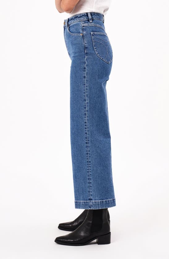 Shop Rolla's Sailor Scoop Breaker Wide Leg Ankle Jeans In Mid Vintage Blue