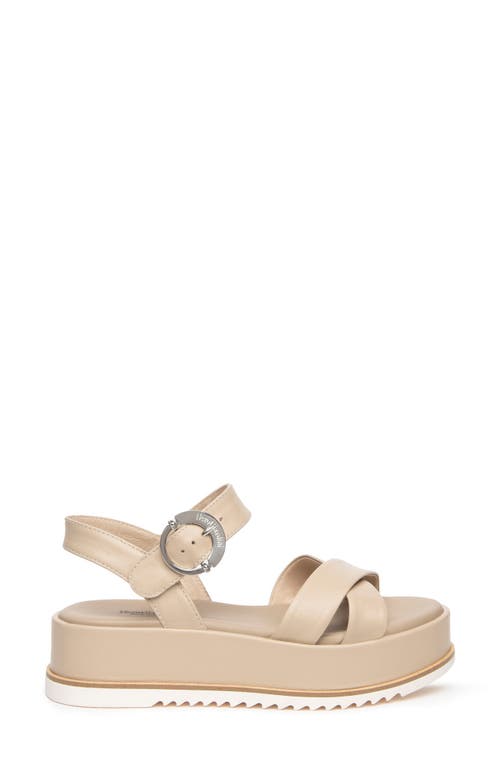 Shop Nerogiardini Ankle Strap Platform Sandal In Beige/khaki