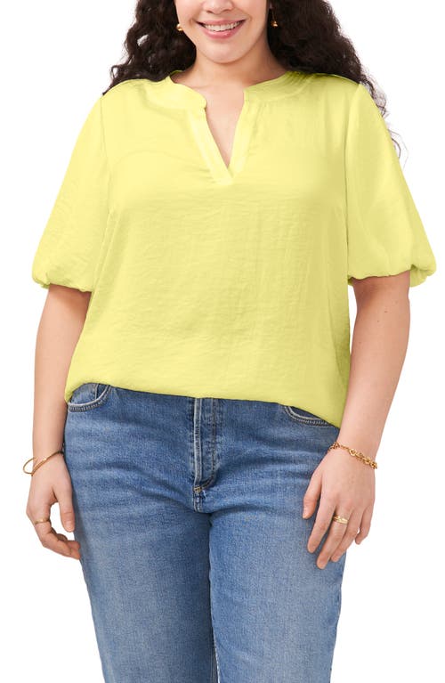 Vince Camuto Puff Sleeve Split Neck Top at Nordstrom,