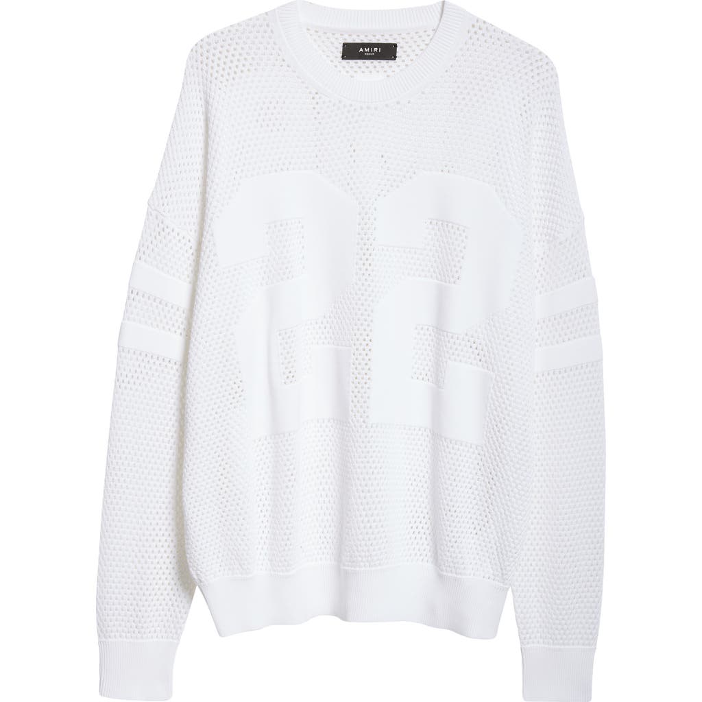 Amiri 22 Crew Open Stitch Sweater In White