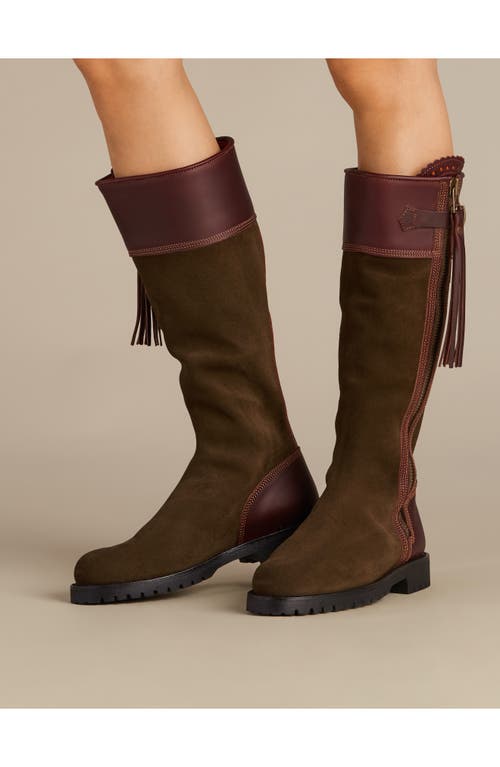 Penelope Chilvers Inclement Long Tassel Waterproof Boot In Seaweed/conker