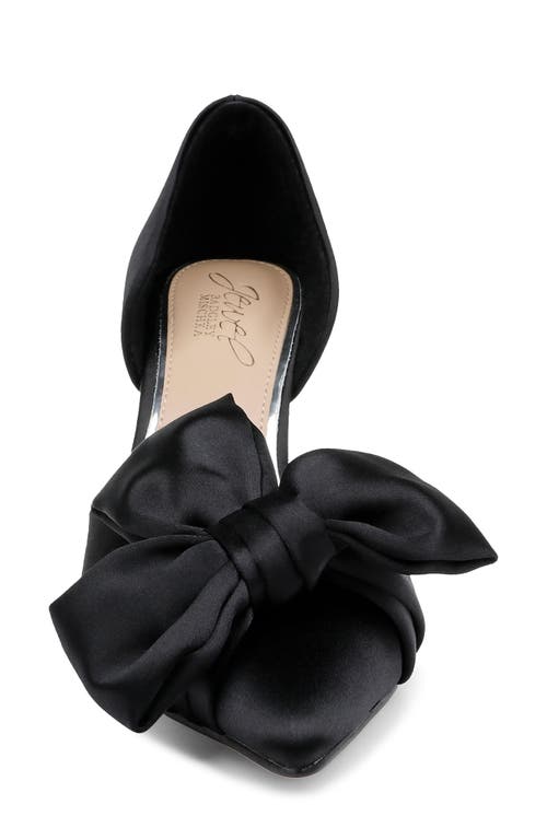 Jewel Badgley Mischka Women's Sidney Slip On Evening Bow Pumps In Black Satin