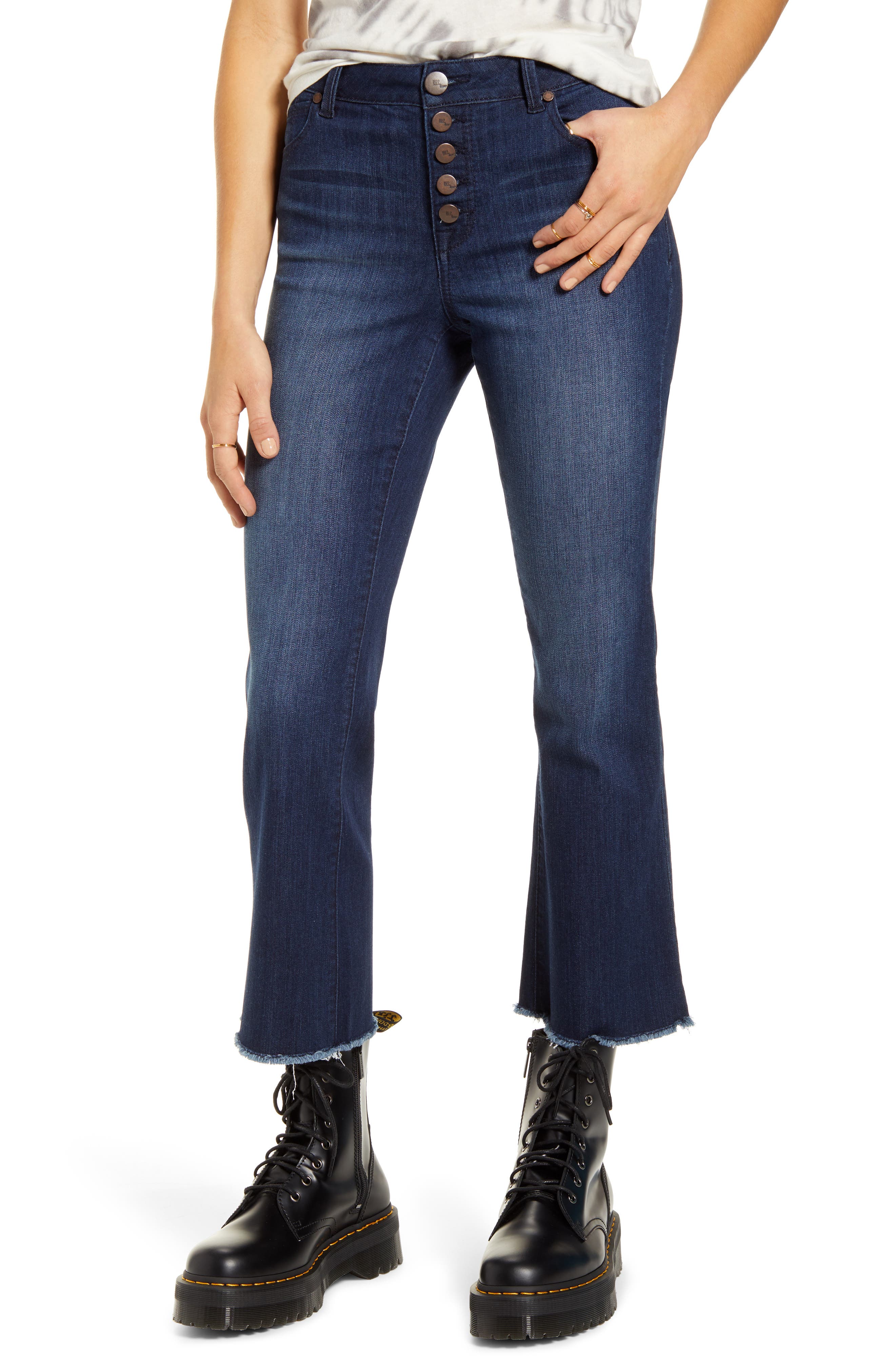 1822 Denim Button Front High Waist Crop Flare Jeans (Gavin) | Nordstrom