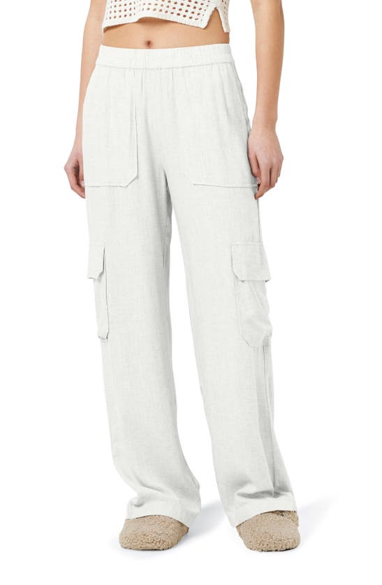 Shop Noisy May Leilani Elastic Waist Wide Leg Cargo Pants In Bright White