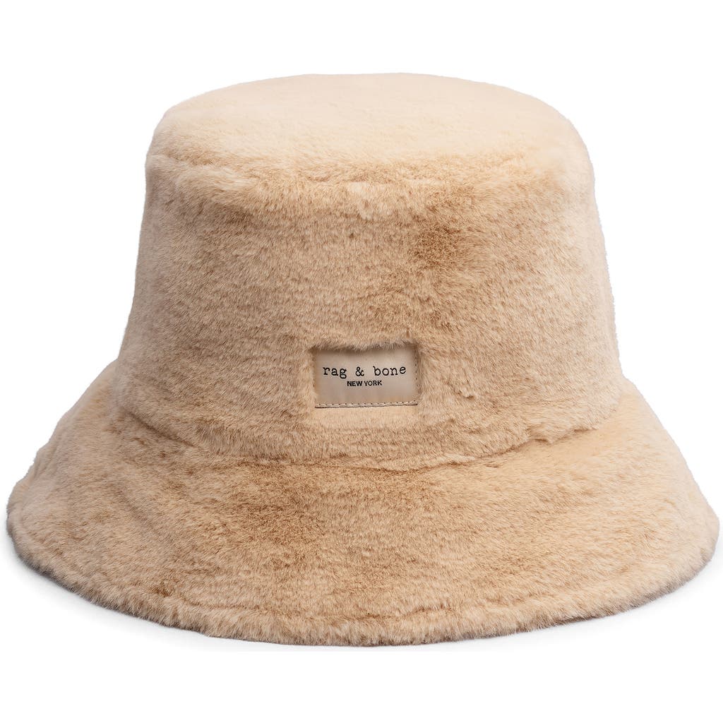 Rag & Bone Addison Reversible Faux Fur Bucket Hat In Natural