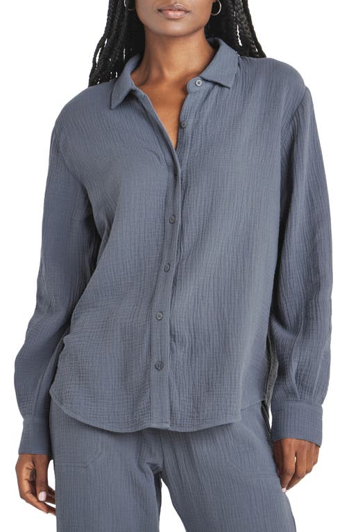 Splendid Adele Oversize Cotton Gauze Button-Up Shirt at Nordstrom,