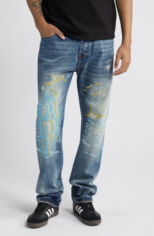 Billionaire Boys Club Starcrossed Embroidered Straight Leg Jeans X Wash at Nordstrom,