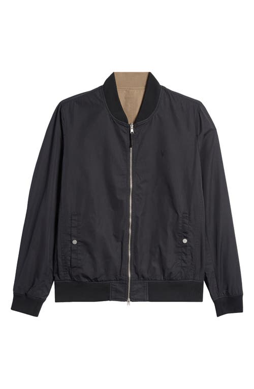 Shop Allsaints Bassett Reversible Bomber Jacket In Black/khaki Brown