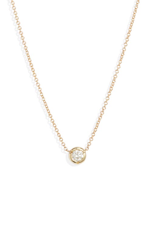 Bony Levy Small Bezel Diamond Solitaire Necklace in Yellow Gold/Diamond at Nordstrom, Size 18 In
