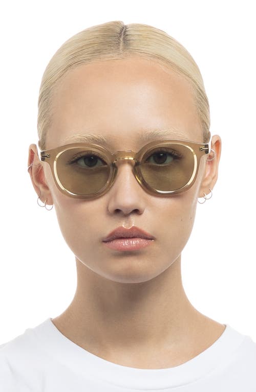 Shop Le Specs Hoodwinked 48mm Round Sunglasses In Olive Leaf