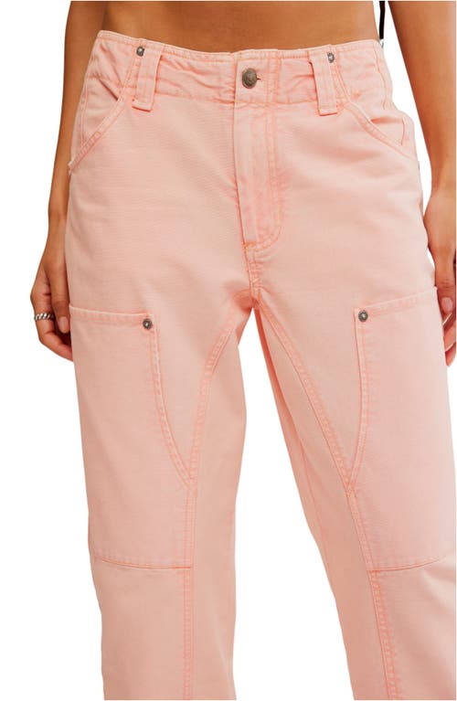 Shop Free People Supersonic High Waist Slim Crop Jeans In Coral Pink