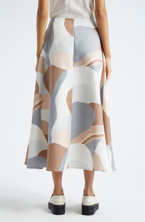 Shop Marimekko Laita Kamelia Cotton & Linen Maxi Skirt In Light Rose Brown Grey