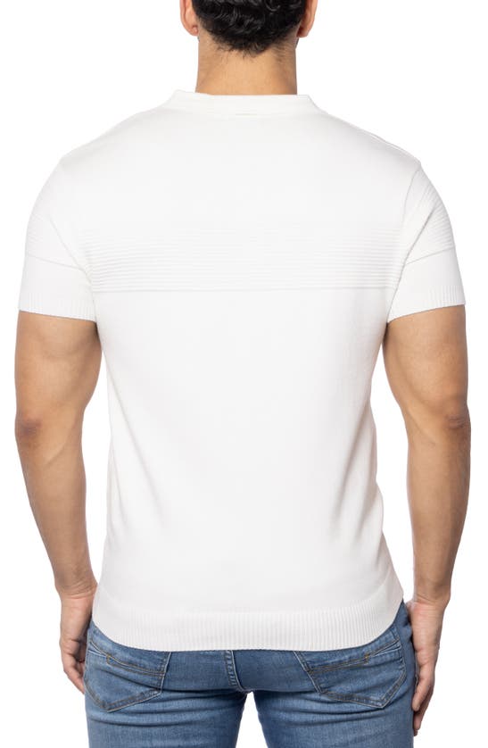 Spring + Mercer Ottoman Accent Short Sleeve Half-zip Sweater In White