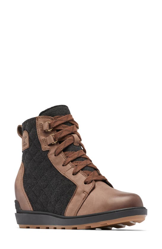 Sorel Evie Ii Waterproof Wedge Bootie In Tobacco/ Black