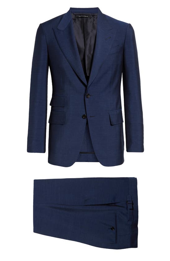Shop Tom Ford Shelton Cotton & Silk Fine Poplin Suit In Denim Blue